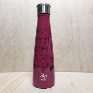 Sip by S'well 15 oz. Insulated Stainless Steel Water Bottle Dark Pink Dogs